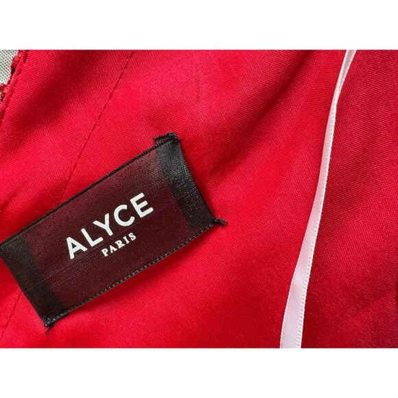 ALYCE PARIS Women's Wine Lace Croptop Mikado Mermaid Two-Piece Gown Size 000 - Picture 7 of 11